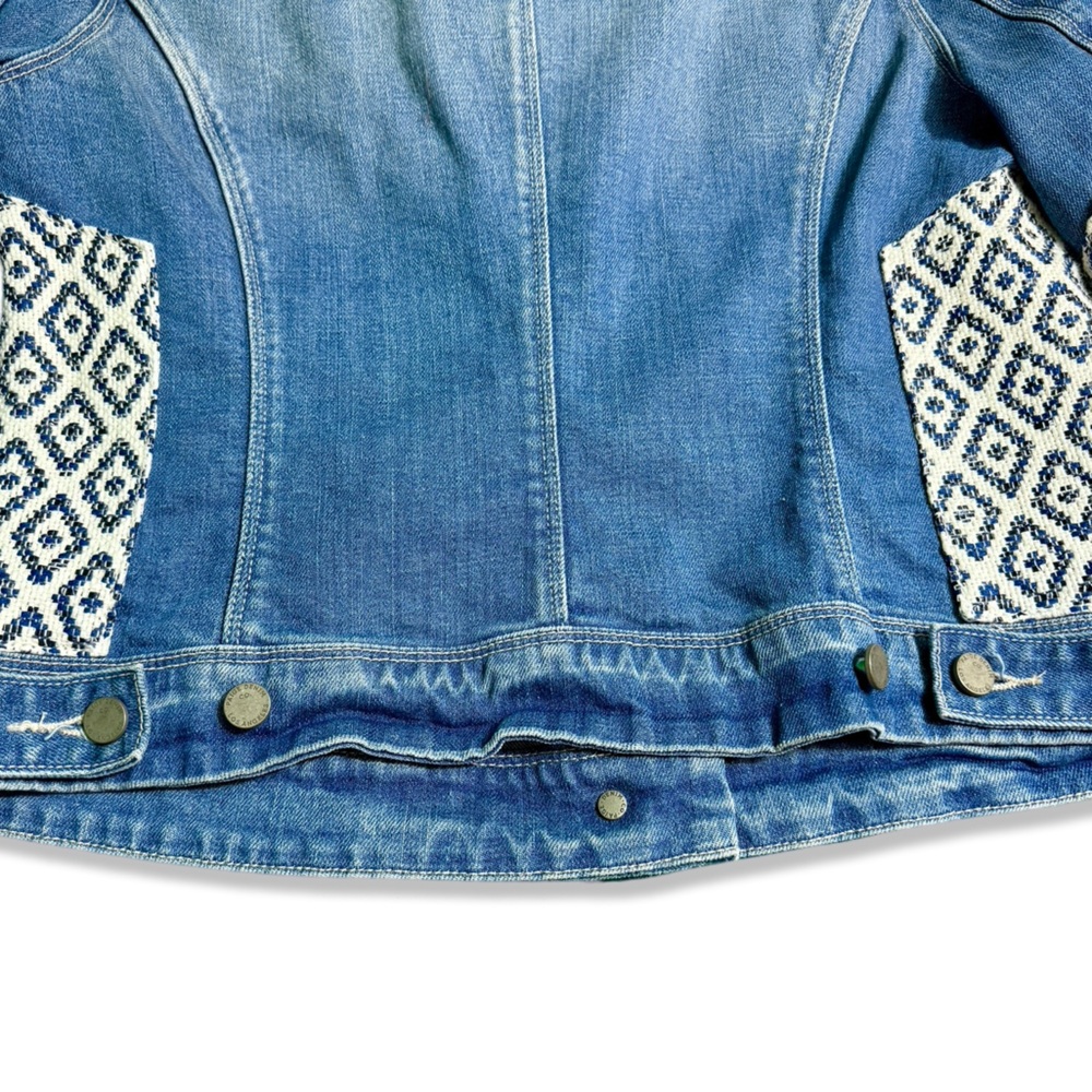 PAIGE Women's Vermont Denim Jacket with Woven Insert Embellishment - Picture 3 of 8